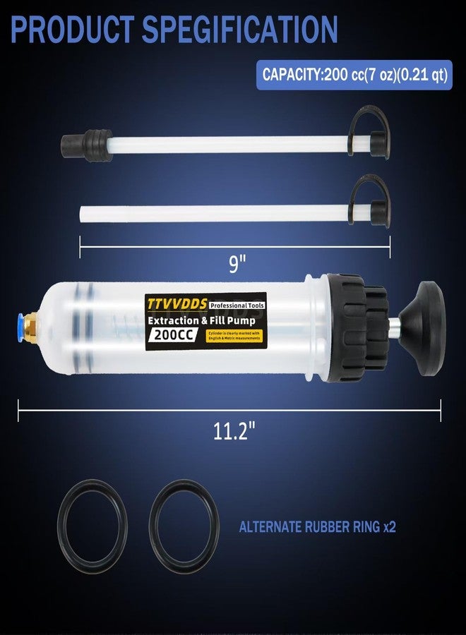 TTVVDDS Fluid Extractor Pump Automotive, 200 cc Oil Extractor Pump with Hose, Upgrade Oil Change Pump, Lightweight Oil Suction Pump for Transmission Fluid, Power Steering Fluid, Gear Oil, Brake Fluid - Image 2