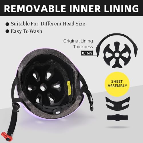 COSMOID Helmet for Bicycle Scooter Roller Skate Inline Skating Rollerblading, Adjustable and Multi-Sport for Skate Scooter, 3 Sizes for Adult Youth (Purple, Small) - Image 3