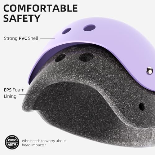 COSMOID Helmet for Bicycle Scooter Roller Skate Inline Skating Rollerblading, Adjustable and Multi-Sport for Skate Scooter, 3 Sizes for Adult Youth (Purple, Small) - Image 2