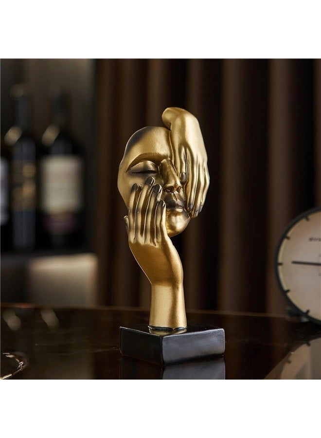 Gold Thinker Statues Decor Art, , Women Face Sculpture, Modern Collectible Figurine Table Decorations for Living Room Bedroom Office Desktop, Indulgent - Image 4