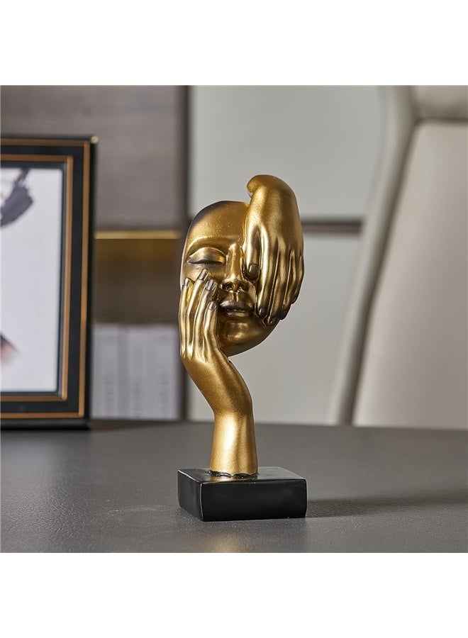 Gold Thinker Statues Decor Art, , Women Face Sculpture, Modern Collectible Figurine Table Decorations for Living Room Bedroom Office Desktop, Indulgent - Image 2