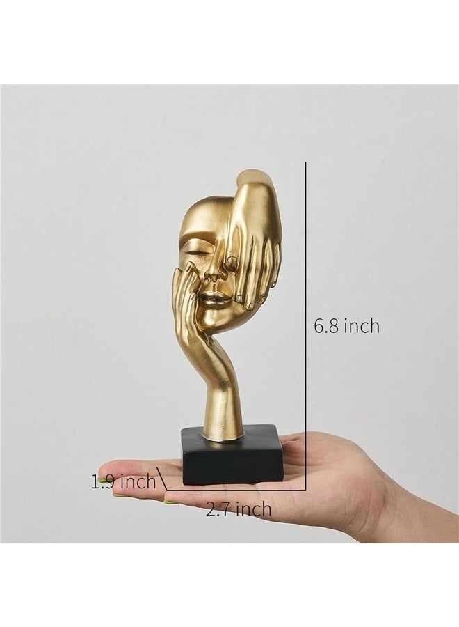 Gold Thinker Statues Decor Art, , Women Face Sculpture, Modern Collectible Figurine Table Decorations for Living Room Bedroom Office Desktop, Indulgent - Image 3