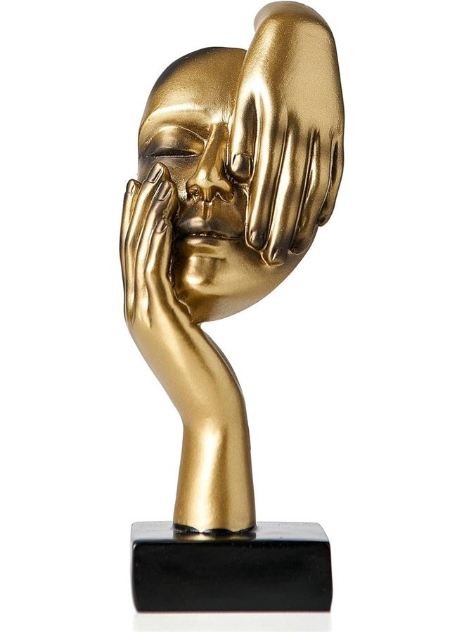 Gold Thinker Statues Decor Art, , Women Face Sculpture, Modern Collectible Figurine Table Decorations for Living Room Bedroom Office Desktop, Indulgent - Image 1