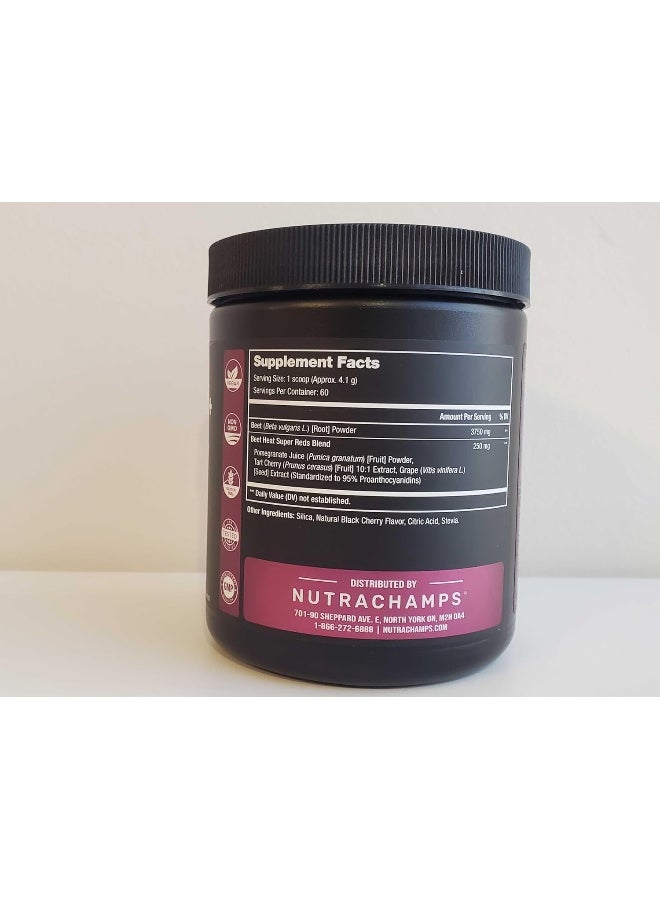 NutraChamps Beet Root Powder Circulation Superfood - Endurance, Energy & Recovery - Nitric Oxide Booster With Beetroot Juice, Patented Vaso6 & Grape Seed Extract - Black Cherry Flavor, No Sugar Inc.  - Image 2