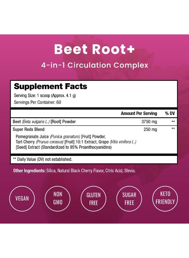 NutraChamps Beet Root Powder Circulation Superfood - Endurance, Energy & Recovery - Nitric Oxide Booster With Beetroot Juice, Patented Vaso6 & Grape Seed Extract - Black Cherry Flavor, No Sugar Inc.  - Image 3