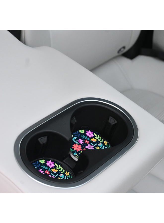 Adastrah Car Coasters Pack of 2,Cute Flowers Ceramic Cup Holders Car Coasters,Keep Cup Holders Clean and Dry,Drink Cup Car Holder Coasters with A Finger Notch. - Image 5