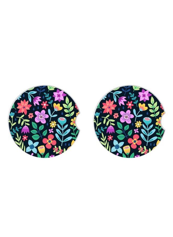 Adastrah Car Coasters Pack of 2,Cute Flowers Ceramic Cup Holders Car Coasters,Keep Cup Holders Clean and Dry,Drink Cup Car Holder Coasters with A Finger Notch. - Image 3