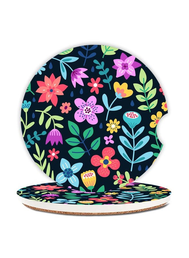 Adastrah Car Coasters Pack of 2,Cute Flowers Ceramic Cup Holders Car Coasters,Keep Cup Holders Clean and Dry,Drink Cup Car Holder Coasters with A Finger Notch. - Image 1
