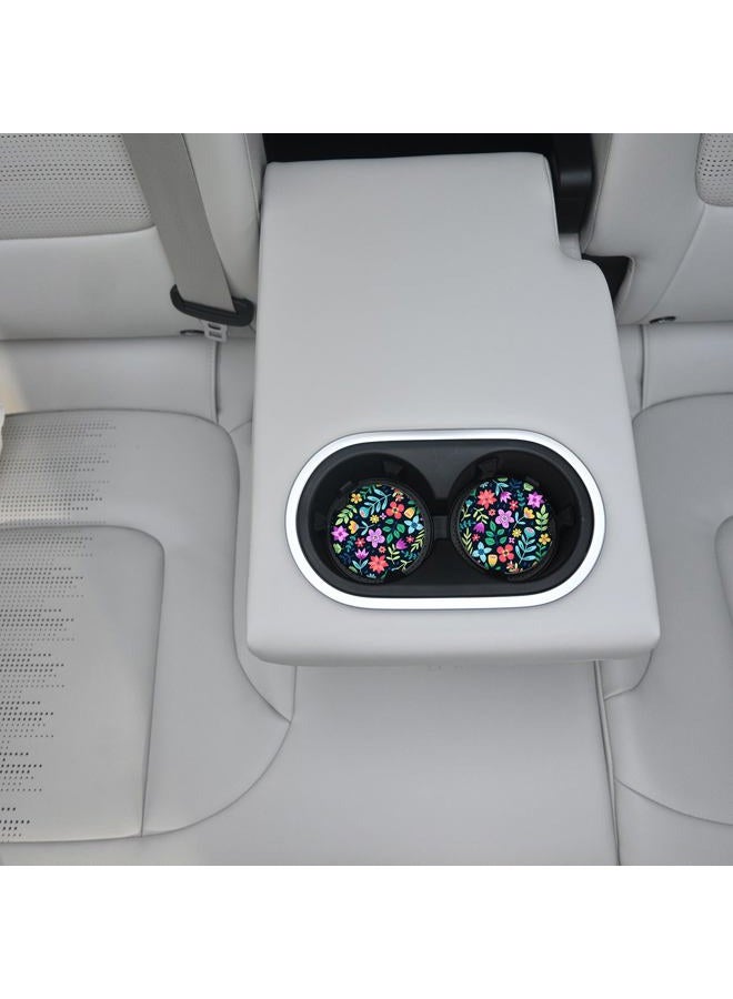 Adastrah Car Coasters Pack of 2,Cute Flowers Ceramic Cup Holders Car Coasters,Keep Cup Holders Clean and Dry,Drink Cup Car Holder Coasters with A Finger Notch. - Image 4