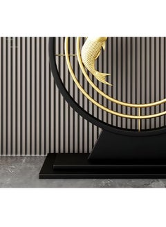 fashionhome Modern Half Moon Shape Design with Metal Fishes Rustproof Rock Slab Tabletop Contemporary Console Table Metal Base Entryway Table Display Table Against the Wall Porch Table Pedestal for Foyer Living Room Home Offices 120x30x80 cm  - Image 3
