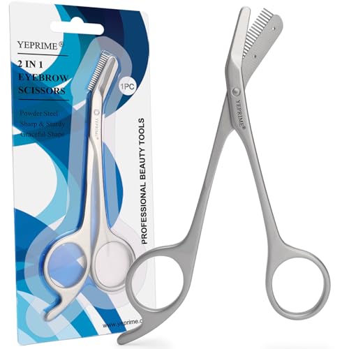 YEPRIME Eyebrow Trimming Scissors with Comb, Gifts For Men Women Stocking Stuffers, Stainless Steel - Image 1