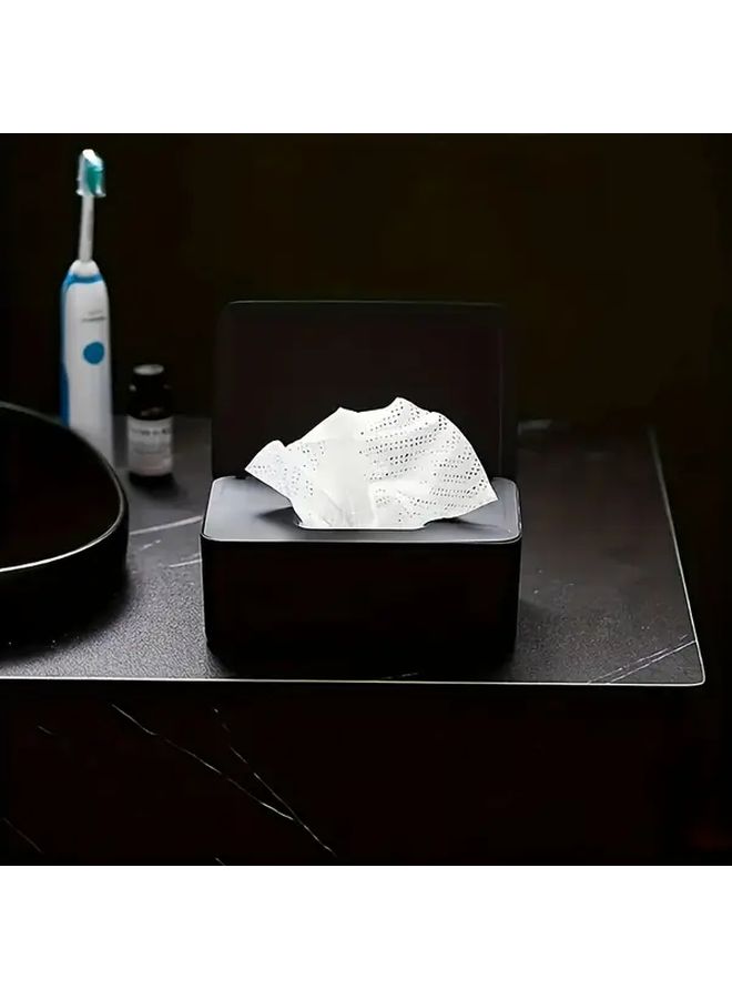 Black Tissue Box Holder Multipurpose Organizer For Wipes Masks Tissues Durable Home Office Storage - Image 2
