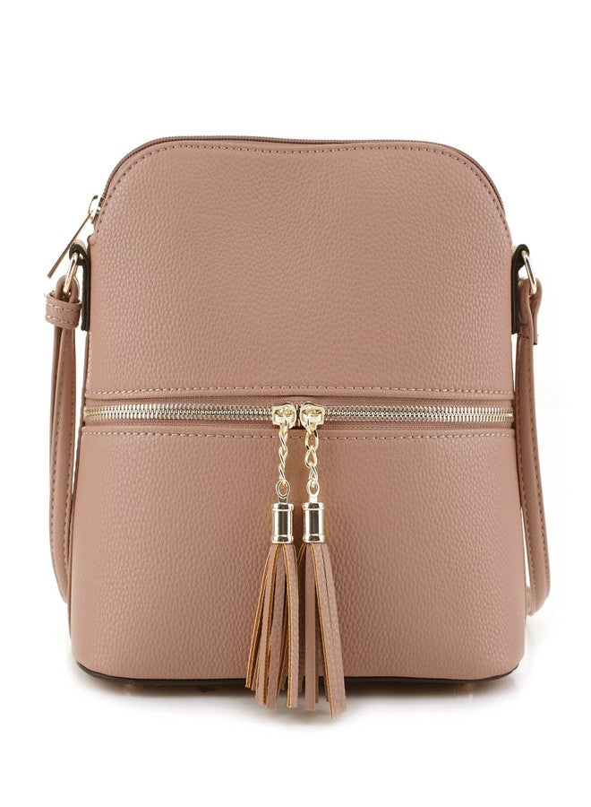 SG SUGU Lightweight Medium Dome Crossbody Bag with Tassel | Zipper Pocket | Adjustable Strap - Image 1