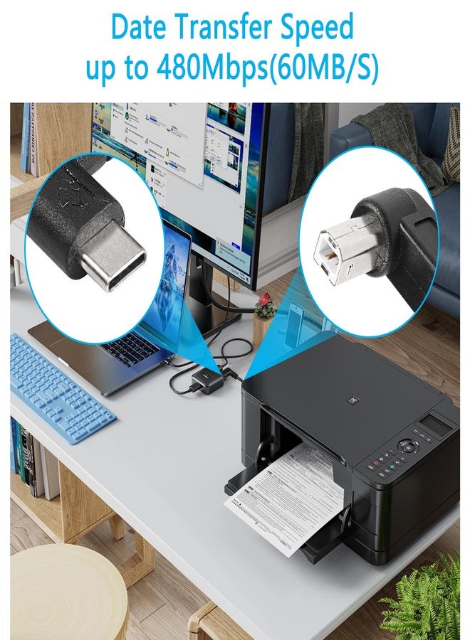 SinLoon 2 Pack USB C Printer Cable Right Angled USB B to Type C Cord 11.8inch USB B Male to USB C Male for Printer,MIDI Controller,Scanner,Digital Piano MIDI Controller,DJ Controller (Left+Right) - Image 5