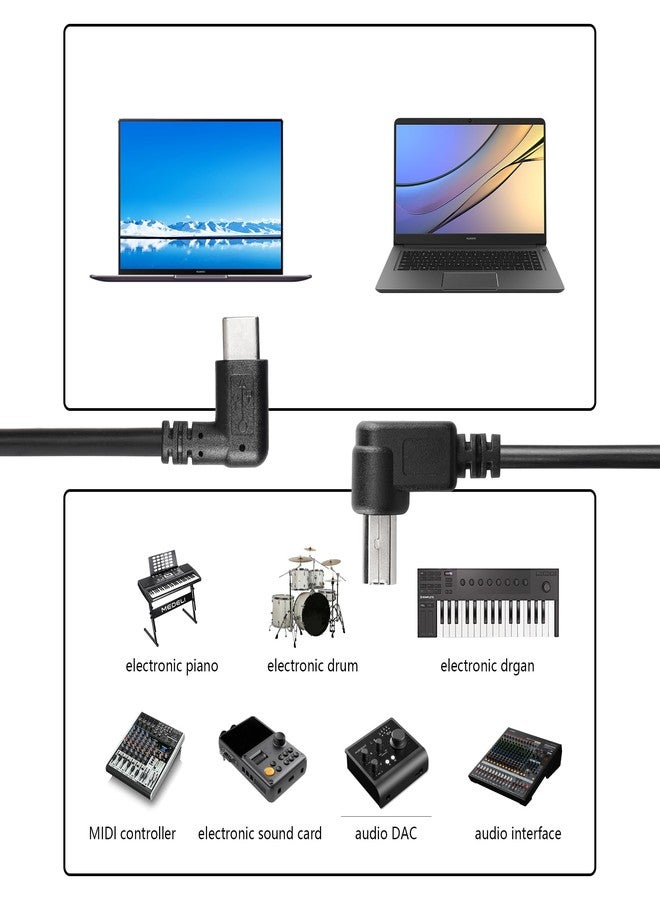 SinLoon 2 Pack USB C Printer Cable Right Angled USB B to Type C Cord 11.8inch USB B Male to USB C Male for Printer,MIDI Controller,Scanner,Digital Piano MIDI Controller,DJ Controller (Left+Right) - Image 4