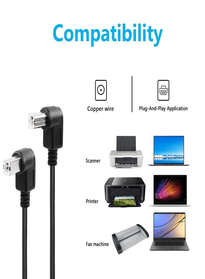 SinLoon 2 Pack USB C Printer Cable Right Angled USB B to Type C Cord 11.8inch USB B Male to USB C Male for Printer,MIDI Controller,Scanner,Digital Piano MIDI Controller,DJ Controller (Left+Right) - Image 2