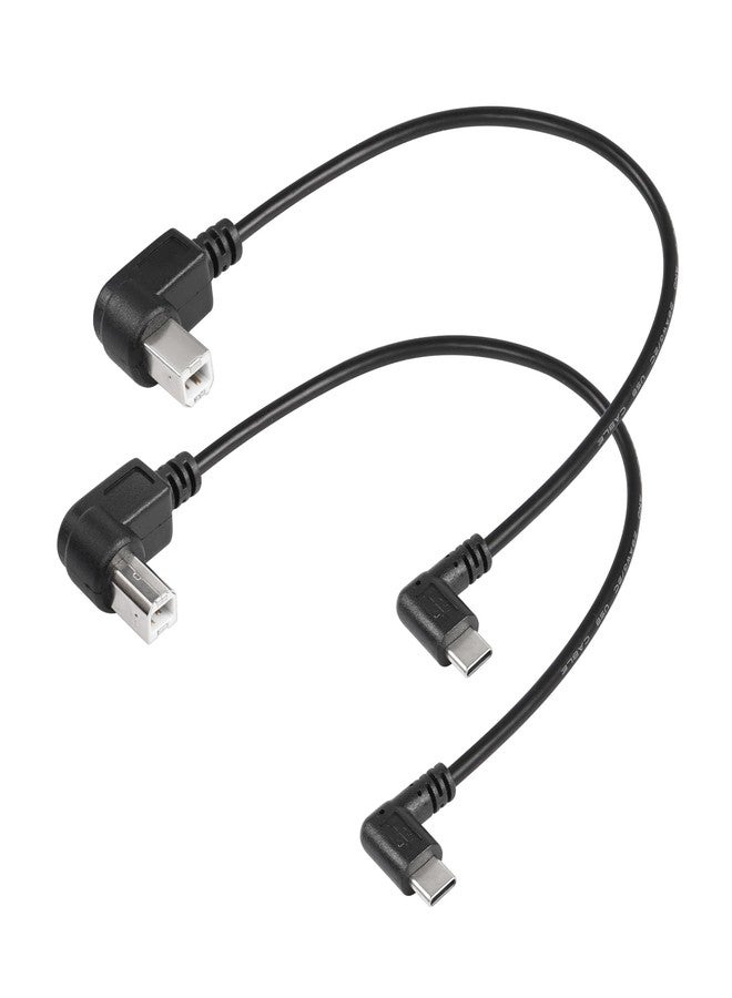 SinLoon 2 Pack USB C Printer Cable Right Angled USB B to Type C Cord 11.8inch USB B Male to USB C Male for Printer,MIDI Controller,Scanner,Digital Piano MIDI Controller,DJ Controller (Left+Right) - Image 1