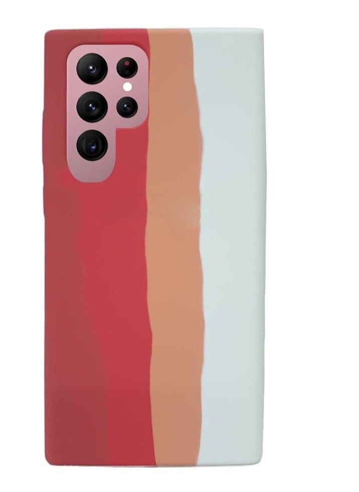 Generic Luxury Colorful Silicone Phone Cover for Samsung Galaxy S22 Ultra (Orange @ White) 