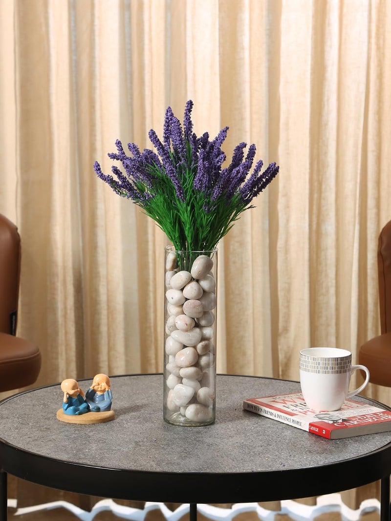 Fourwalls Fourwalls Beautiful Artificial Lavender Flower Bunches for Vase 37 cm Light Purple Set of 3 Home Decoration Living Room Bedroom Corner Table Top Office Wedding Party Decorative Items  - Image 1