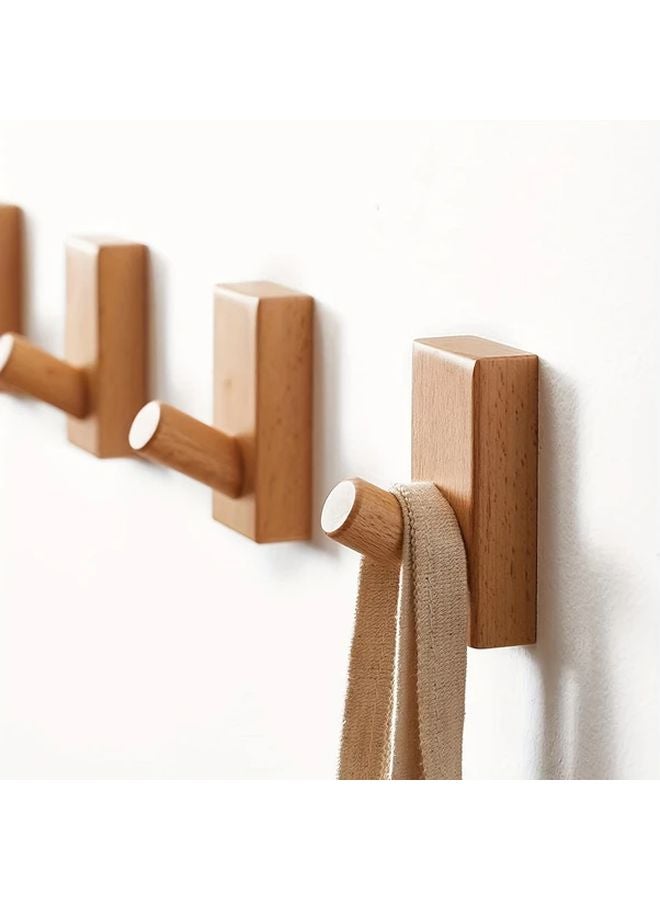 1pc Rustic Wooden Hook Wall Mounted Coat Hanger No Drill Towel Rack Home Decor - Image 2