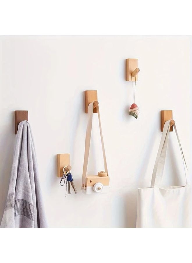 1pc Rustic Wooden Hook Wall Mounted Coat Hanger No Drill Towel Rack Home Decor - Image 4