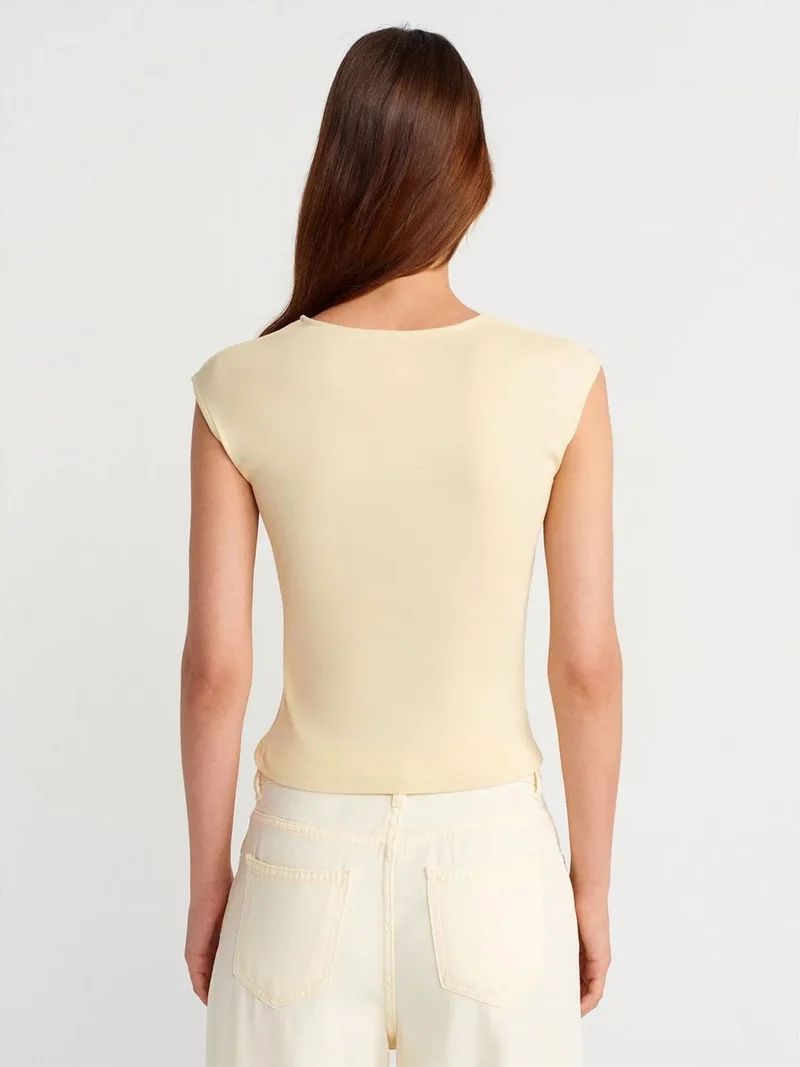 Dilvin DILVIN Women's Ribbed Sleeveless Crew Neck T-Shirt