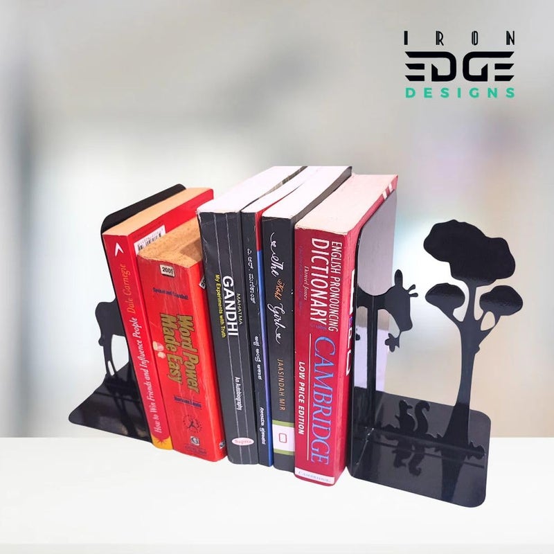 Ironedge Design Metal Bookends Chic GiraffeShaped Decorative Book Stoppers for Office Home Ideal for Organizing and Keeping Books Upright - Image 2
