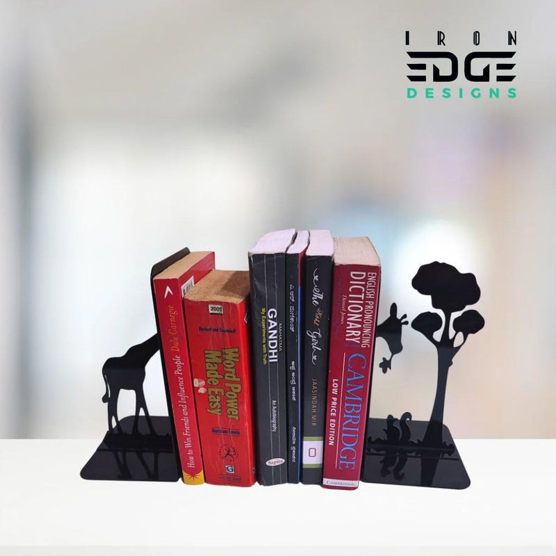 Ironedge Design Metal Bookends Chic GiraffeShaped Decorative Book Stoppers for Office Home Ideal for Organizing and Keeping Books Upright - Image 3