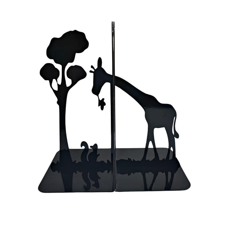 Ironedge Design Metal Bookends Chic GiraffeShaped Decorative Book Stoppers for Office Home Ideal for Organizing and Keeping Books Upright - Image 1