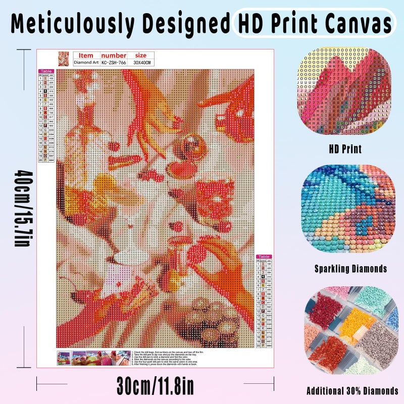 KICHANG White Retro Diamond Painting Diamond Art Kits for Adults,5D Diamond Art Crafts,Round Full Drill Diamond Dots Diamond Art Kits for Home Decor&Gift-11.8x15.7in - Image 2