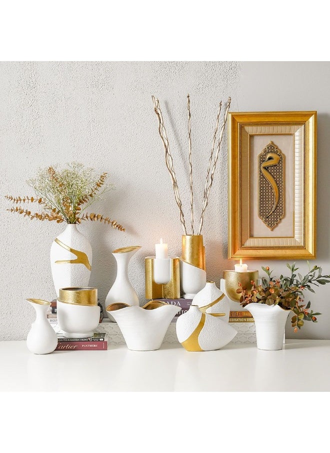 DANUBE HOME Danube Home Mateo Ceramic 2-Tone Rift Vase - 20.5X11.5X37.5 Cm Elegant White & Gold Flower Vase For Home Decor Collection Indoor/Outdoor Decoration Decorative Home Accessories  - Image 4