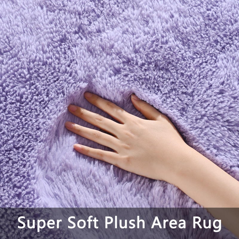 Pettop Fluffy Lavender Purple Area Rug for Bedroom Living Room, 3x5 Feet Soft Plush Fuzzy Rugs for Girls Kids Boys, Non-Slip and Washable Rug for Nursery Classroom, Carpet for Rooms Decor - Image 3