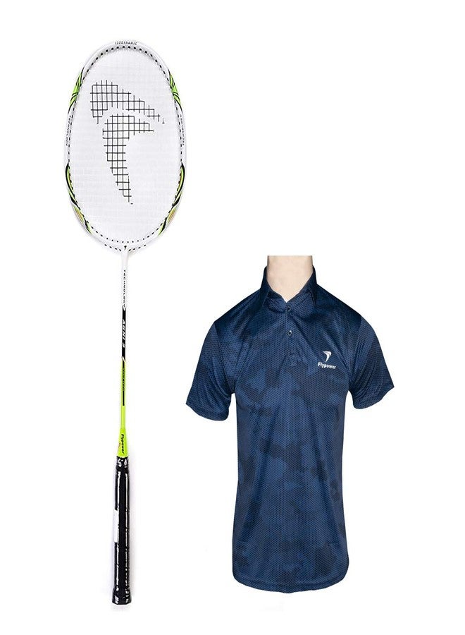 FLYPOWER Badminton Racket Composite Material Agni 3 with T-Shirt Nias Blue Size S - Image 2