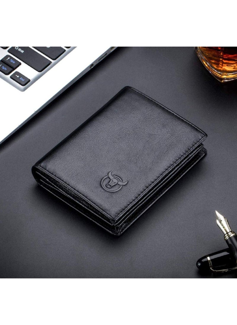 CONTACTS - Men's Genuine Leather Wallet   RFID Blocking Wallet 14 Card Slots  1 ID Window and Large Capacity Can Hold 50 Currency Notes - Image 1