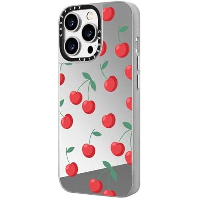 Casetify Mirror Case for iPhone 14 Pro Compatible with Magsafe - Cherries - Silver on Silver - Image 5