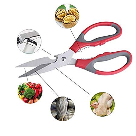 GRETHE set of 2 scissor MultiFunction Stainless Steel Kitchen Scissors Bottle Opener for Fish Scales Walnut Shrimp Crab Chicken and Duck Dishes - Image 2
