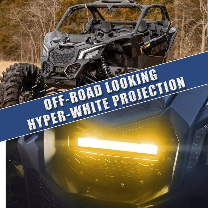 Chelhead Black Steel Grille with 11 INCH Yellow Slim LED Light Bar Combo Beam and Wiring Harness for Can-Am Maverick X3 (2016-2023) - Image 2