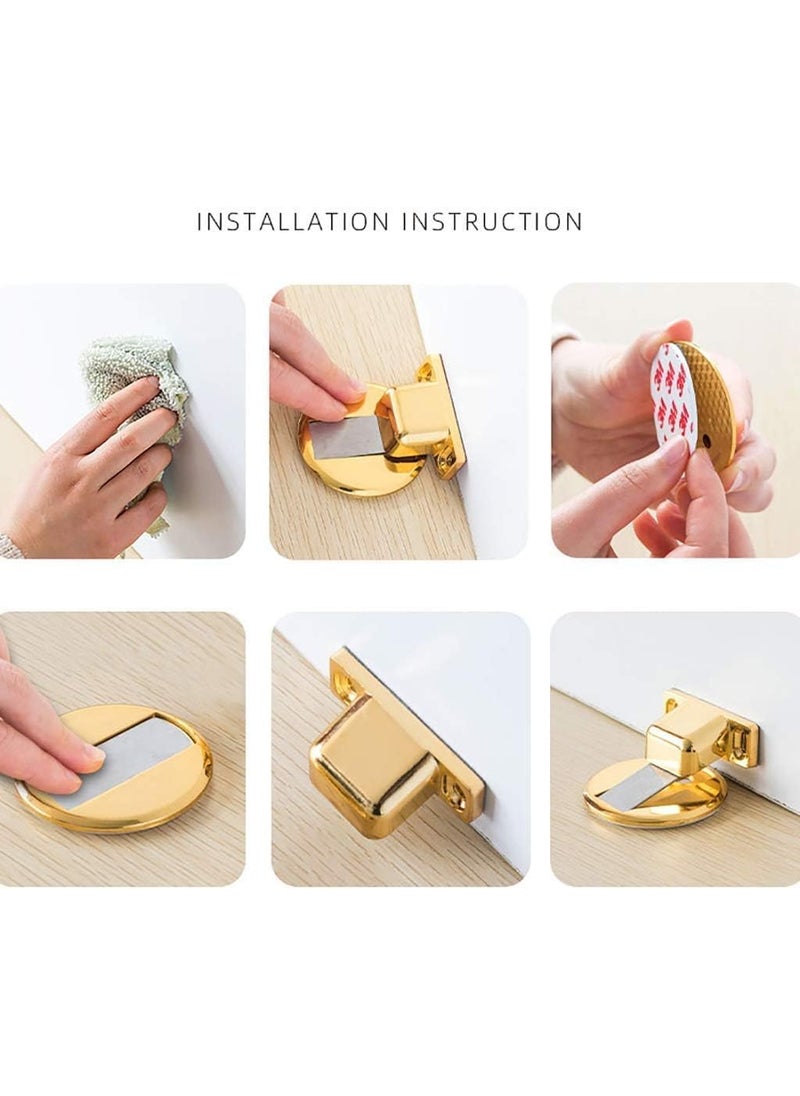 Pamidhar Pamidhar Door Stop Wall Mounted Door StopperMagnetic Door Stop zinc Alloy Door Lock Invisible AntiCollision Door Stopper Adjustable Height Door Stop for Bathroom Kitchen Door Gold  - Image 4