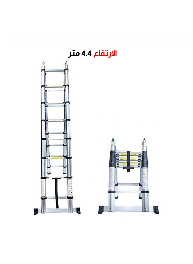 Telescopice folding double sided Aluminium Ladder 4.40 Meter silver - Image 4