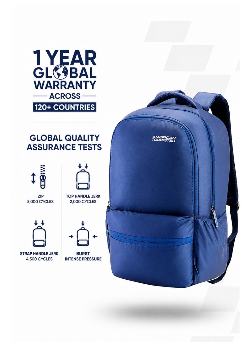 AMERICAN TOURISTER Slate 2.0 Backpack 01, 34L Capacity, Polyester, Navy Blue|Fits 15.6" Laptop|Designed For Comfort|Voluminous Front Pocket|Lightweight|Bottle Holder - 1 Year International Warranty - Image 3
