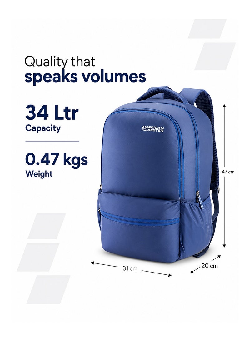 AMERICAN TOURISTER Slate 2.0 Backpack 01, 34L Capacity, Polyester, Navy Blue|Fits 15.6" Laptop|Designed For Comfort|Voluminous Front Pocket|Lightweight|Bottle Holder - 1 Year International Warranty - Image 5