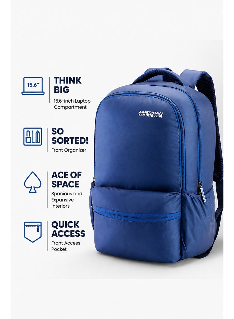 AMERICAN TOURISTER Slate 2.0 Backpack 01, 34L Capacity, Polyester, Navy Blue|Fits 15.6" Laptop|Designed For Comfort|Voluminous Front Pocket|Lightweight|Bottle Holder - 1 Year International Warranty - Image 2