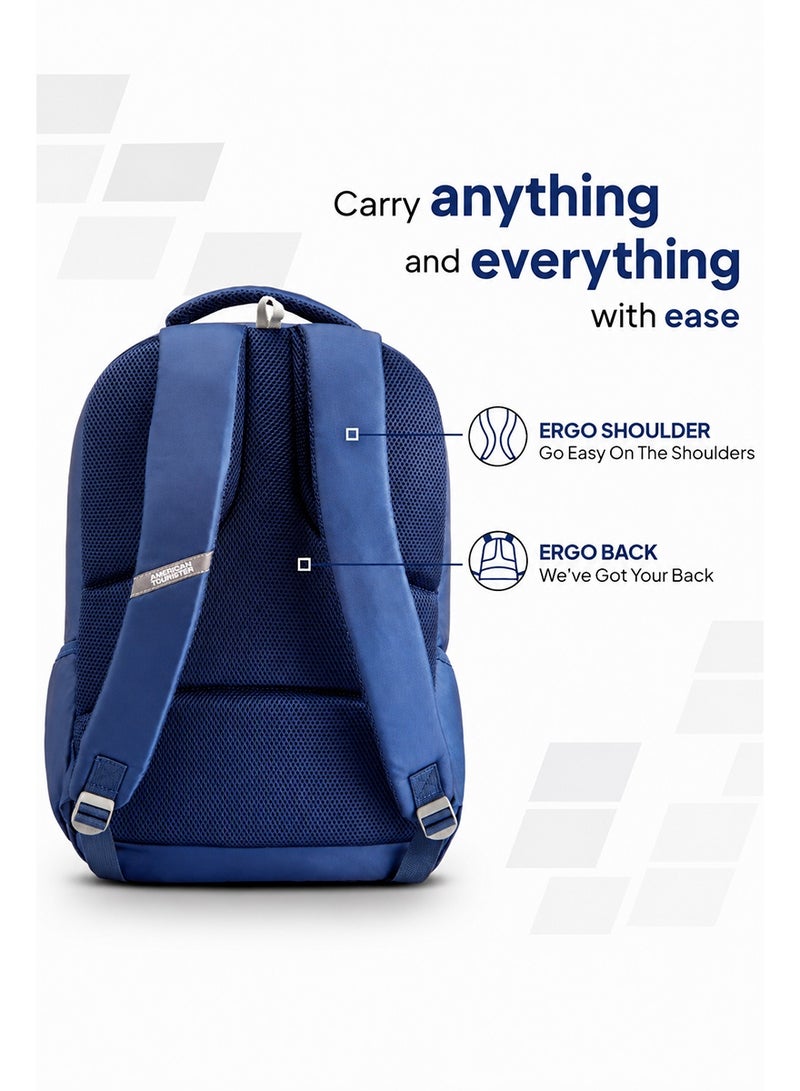 AMERICAN TOURISTER Slate 2.0 Backpack 01, 34L Capacity, Polyester, Navy Blue|Fits 15.6" Laptop|Designed For Comfort|Voluminous Front Pocket|Lightweight|Bottle Holder - 1 Year International Warranty - Image 4