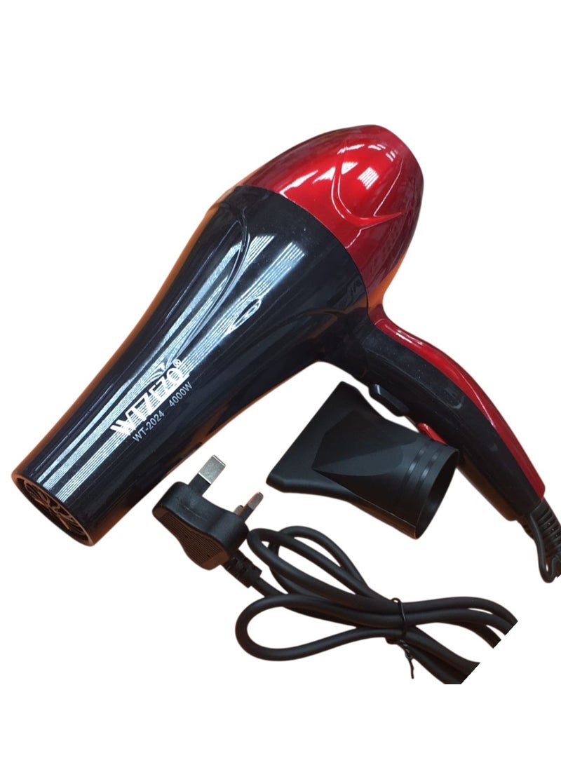 WTZEZO Professional Hair Dryer 4000W for Fast Drying and Salon Styling – Smart Air Design & Powerful Airflow – 3-Pin Plug – WT-2024 - Image 1