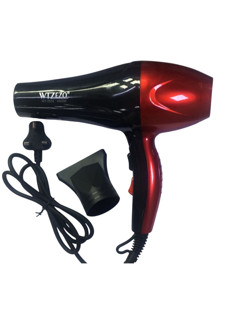 WTZEZO Professional Hair Dryer 4000W for Fast Drying and Salon Styling – Smart Air Design & Powerful Airflow – 3-Pin Plug – WT-2024 - Image 2