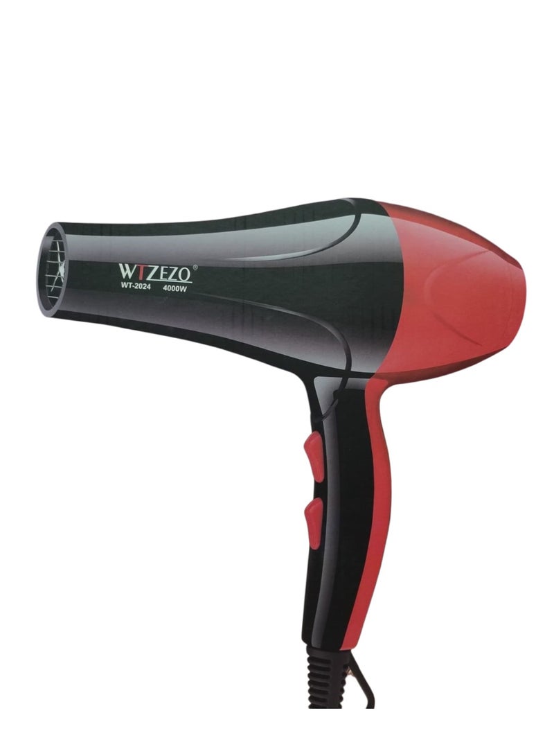 WTZEZO Professional Hair Dryer 4000W for Fast Drying and Salon Styling – Smart Air Design & Powerful Airflow – 3-Pin Plug – WT-2024 - Image 3