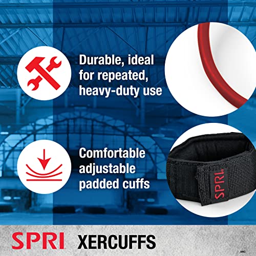 SPRI Xercuff Leg Resistance Band Exercise Cord with Non-Slip Padded Ankle Cuffs, Green, Light - Image 4