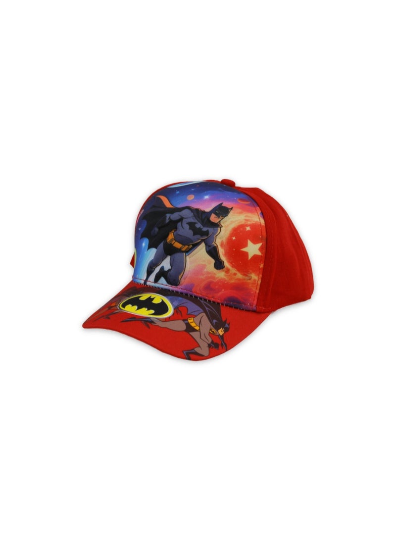 Boys Cap – Red with Batman Print - Image 1