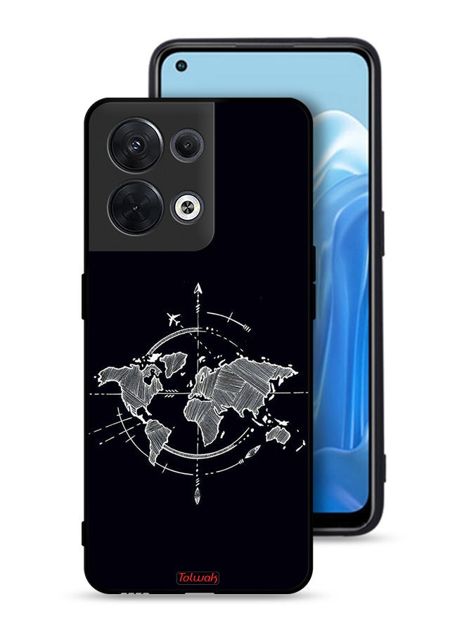 Tolwak Oppo Reno8 5G Protective Case Cover Compass Art - Image 1