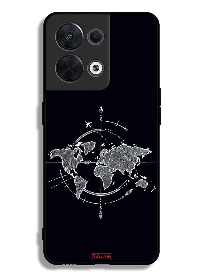 Tolwak Oppo Reno8 5G Protective Case Cover Compass Art - Image 2